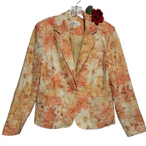 CONRAD C COLLECTION 12 Tapestry Jacket Floral Peach Cream Fully Lined NWOT
